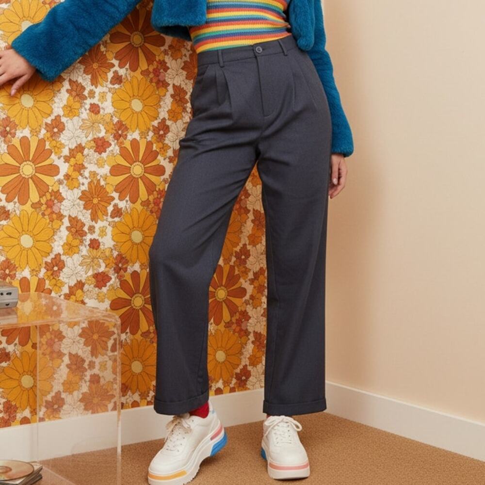 Nasty Gal Wide‑Leg Black Trousers
